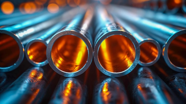 Photo pipeline in a factory steel pipelines in a factory