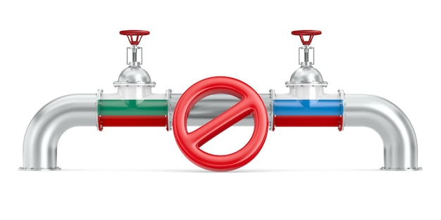 Pipeline between Russia and Bulgaria on white background Isolated 3D illustration