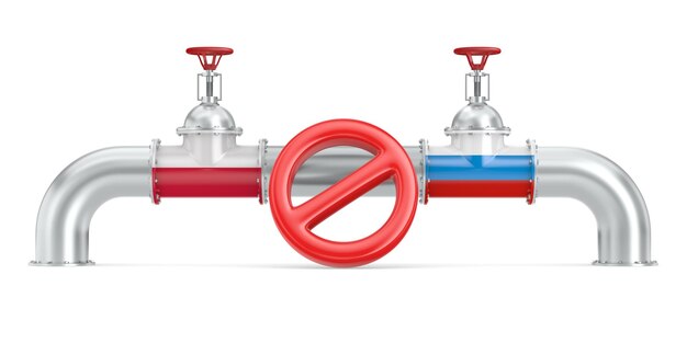 Pipeline between Russia and Poland on white background Isolated 3D illustration