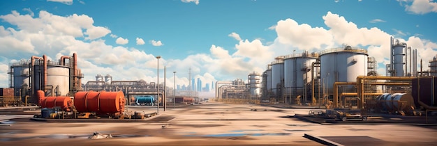 Photo pipeline terminal where materials are stored before distribution featuring storage tanks and loading docks