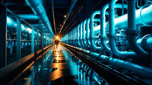 Pipelines voor het transport van water in een zuiveringsinstallatie