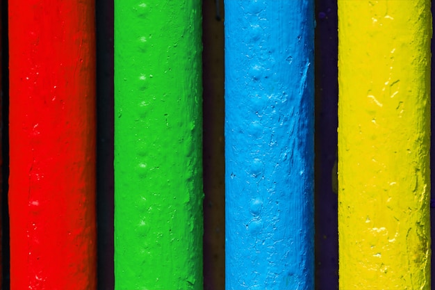 Pipes painted in colors of famous software manufacturer logo. 