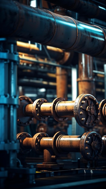 Pipes and valves in a large industrial building