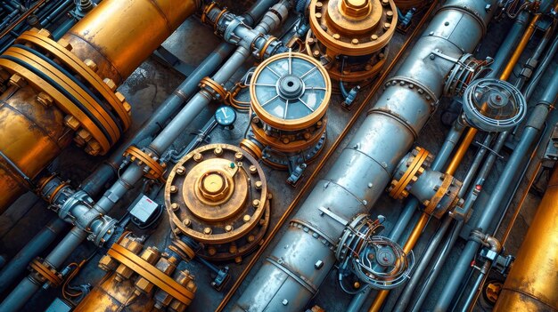 Pipes and valves of oil refinery Oil and gas industry
