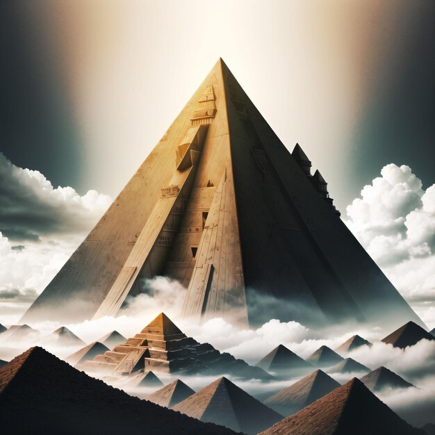 Piramide en wolken