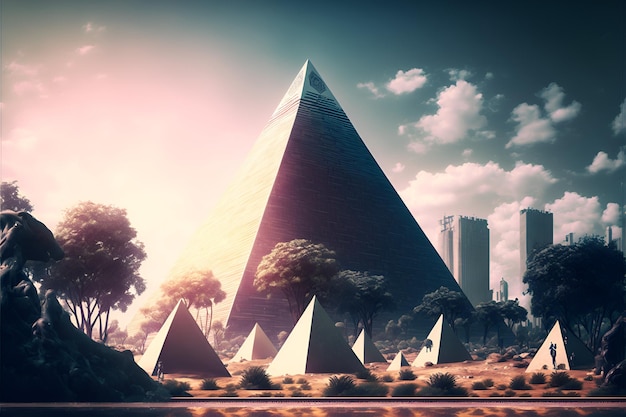 Piramide met generatieve metropool oa
