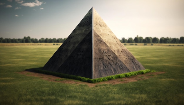 Foto piramide op een grasveld