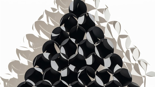 Foto piramide van cirkelvormige stukken zwart papier