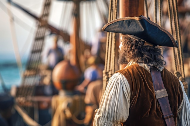 Photo pirate aboard pirate ship generate ai