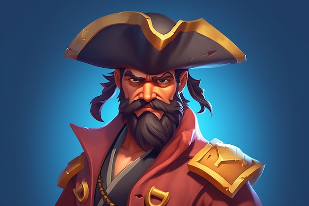 a pirate avatar with a tricorn hat an eyepatch AI generated