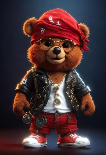 Фото Пиратский медведь в пиратской шляпе и солнцезащитных очках высокое разрешение