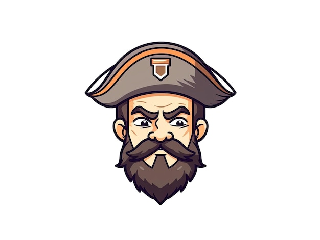 Photo pirate captain 2d simple sticker emotion logo simple illustration generative ai