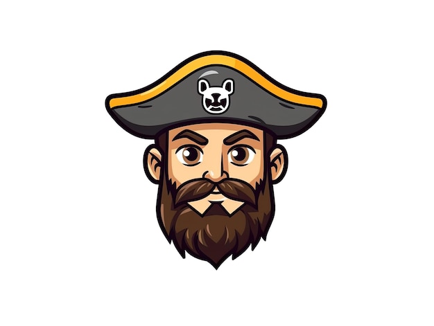 Foto capitano pirata 2d semplice adesivo logo emozione semplice illustrazione ia generativa