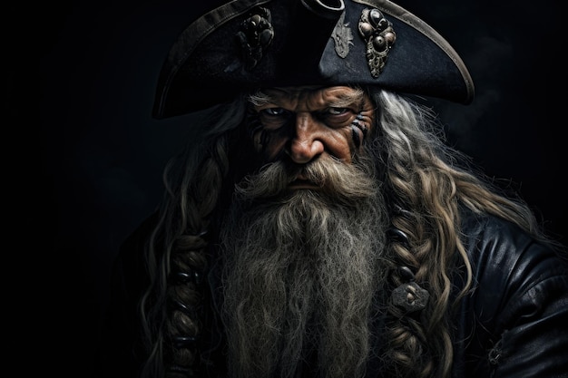 Premium AI Image | Pirate captain black background fantasy and history ...