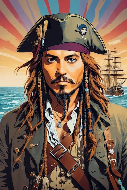 Pirate of Caribbean Jack Sparrow AI jack sparrow Vector Art Jack Sparrow Illustration