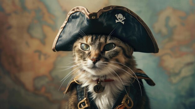 Photo pirate cat in costume ready for high seas adventure