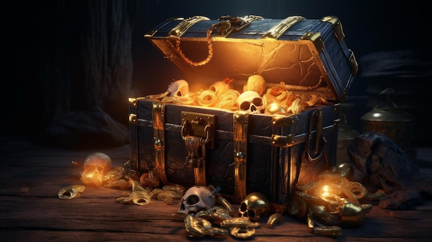 Pirate chest with gold