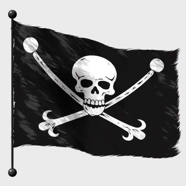 Foto bandiera pirata con cranio e ossa incrociate su sfondo nero generativo ai