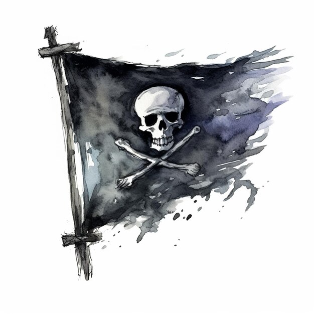 pirate flag with skull and crossbones on it generative ai