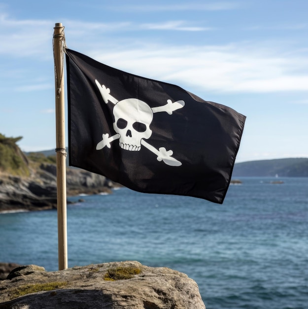 Pirate flag with a skull and crossbones