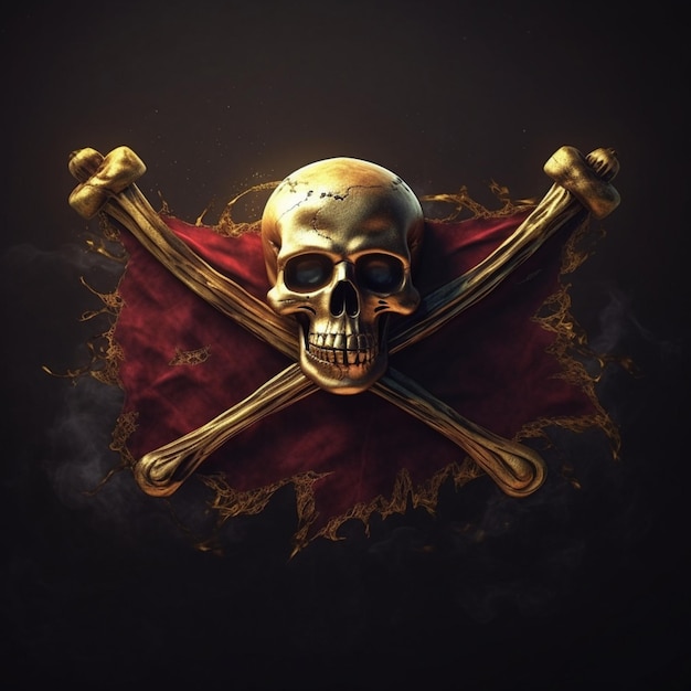 Pirate Logo With Red Flag