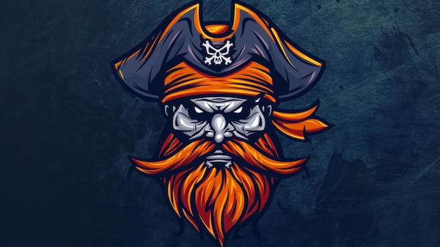海賊のマスコット ロゴの背景はAIで生成された画像です