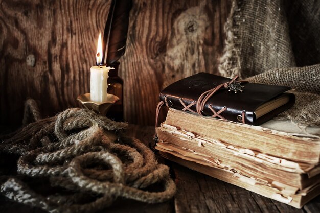 Pirate object on wooden table