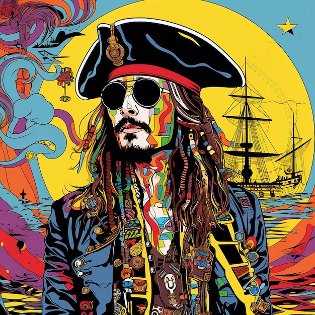 Pirate of Caribbean Jack Sparrow AI jack sparrow Vector Art Jack Sparrow Illustratie