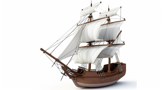 Foto pirate sailboat 3d-illustratie geïsoleerd