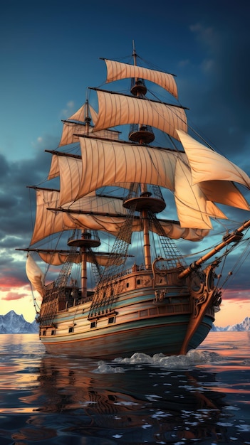 Pirate ship HD 8K wallpaper Stock Photographic Image