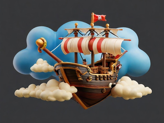 a pirate ship is on the clouds and the ship is made by the company