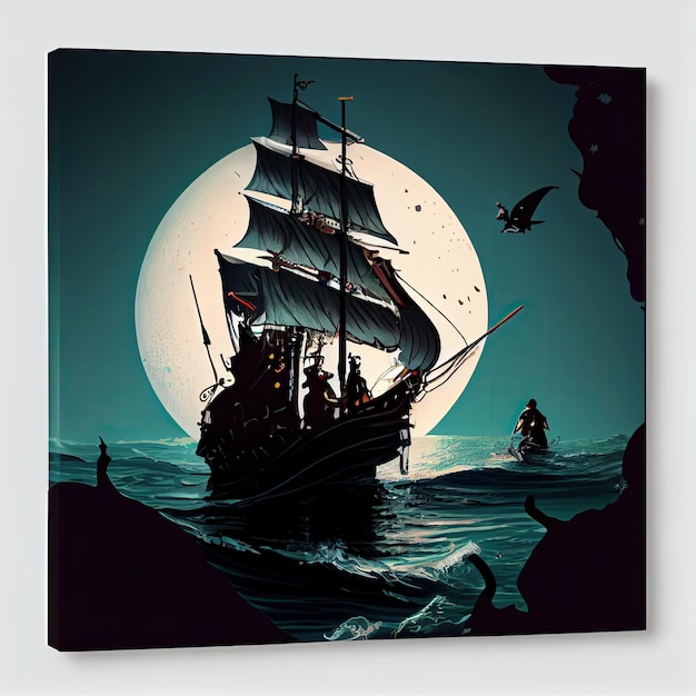 Pirate ship at sea generative ai