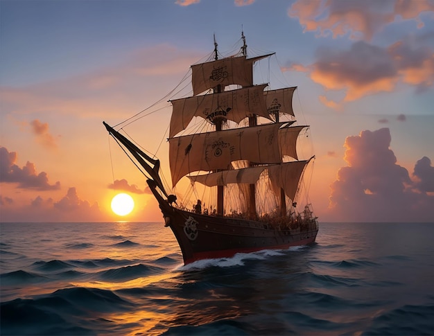 pirate ship in the sea