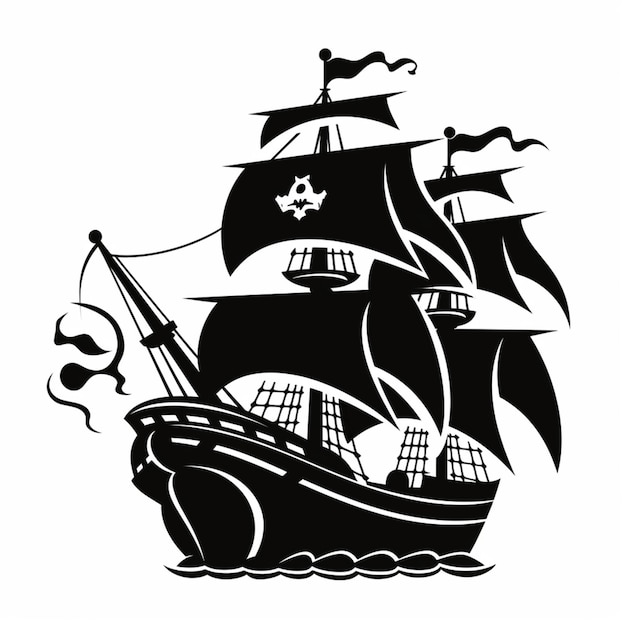 Photo pirate ship with skull and crossbones on the sails generative ai