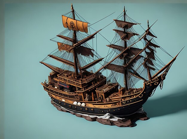 Pirate shipisometric photography