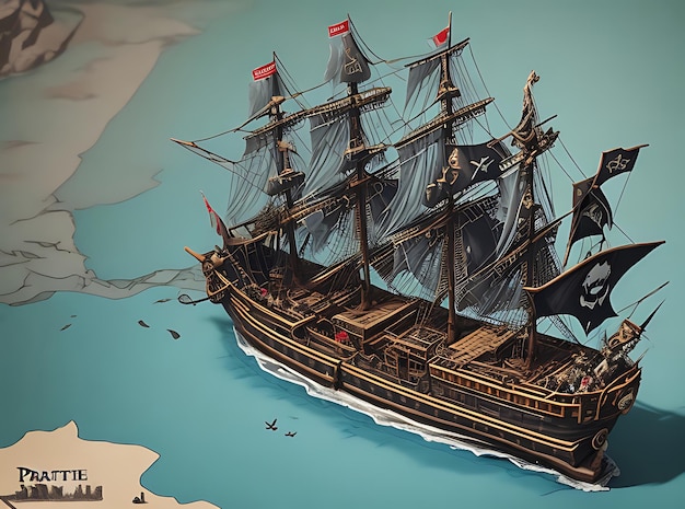 Pirate shipisometric photography