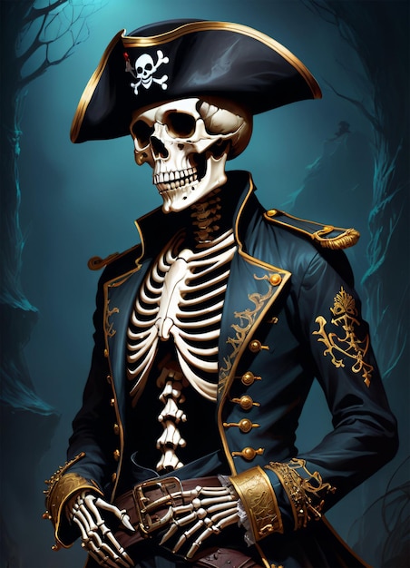 Pirate Skelet Portrait Halloween Poster