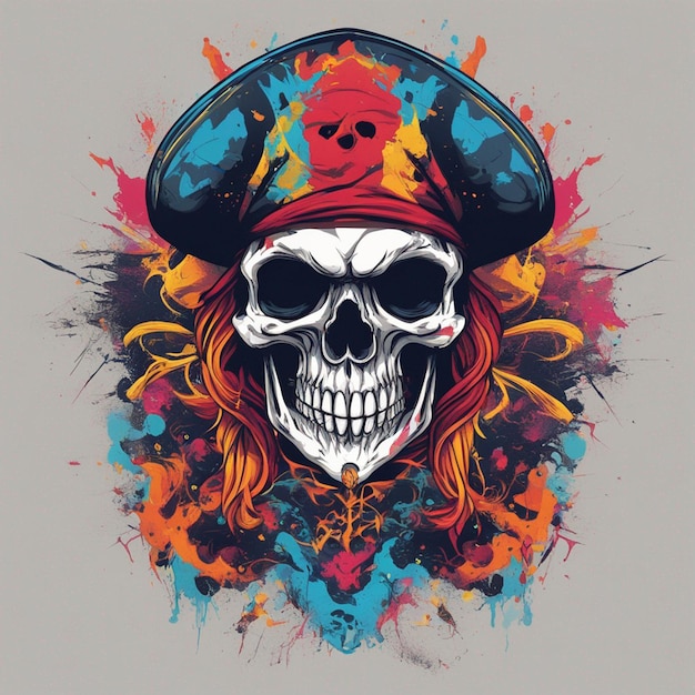 Photo pirate skull tshirt design art