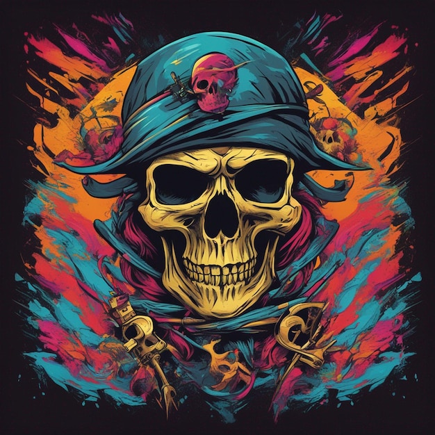 pirate skull tshirt design art