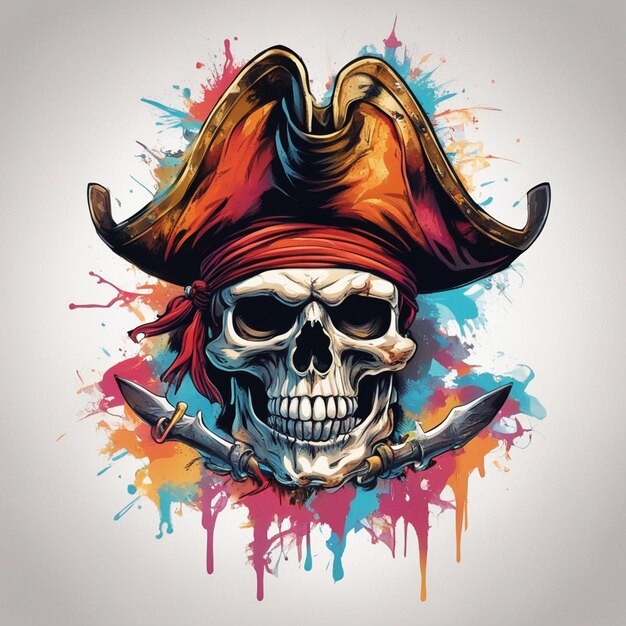 Pirate skull tshirt design art