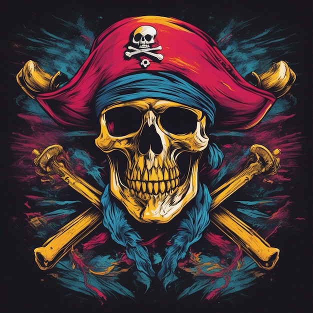 Photo pirate skull tshirt design art