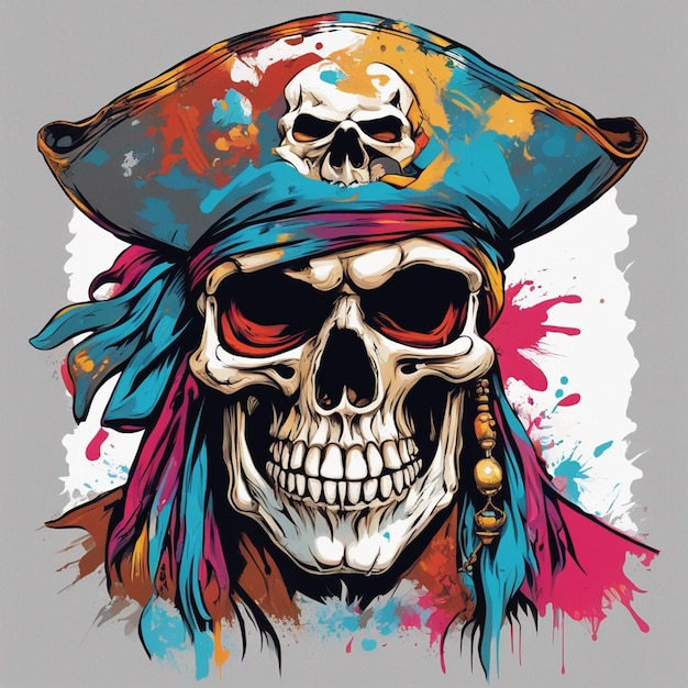 Photo pirate skull tshirt design art