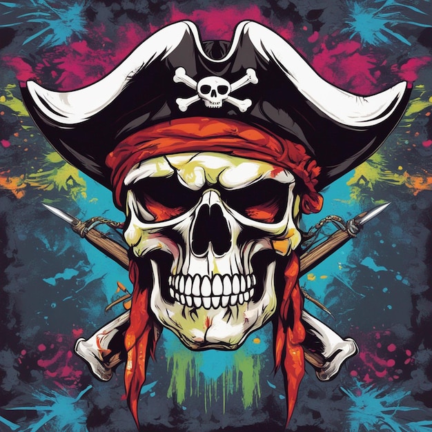 Photo pirate skull tshirt design art