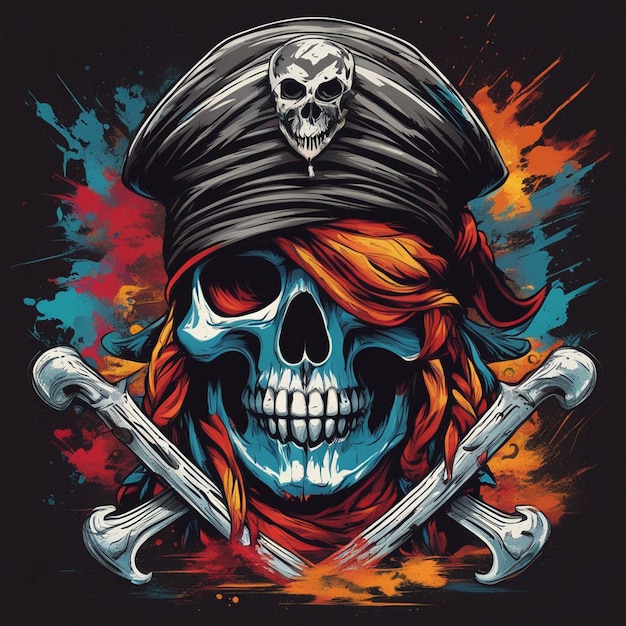 pirate skull tshirt design art