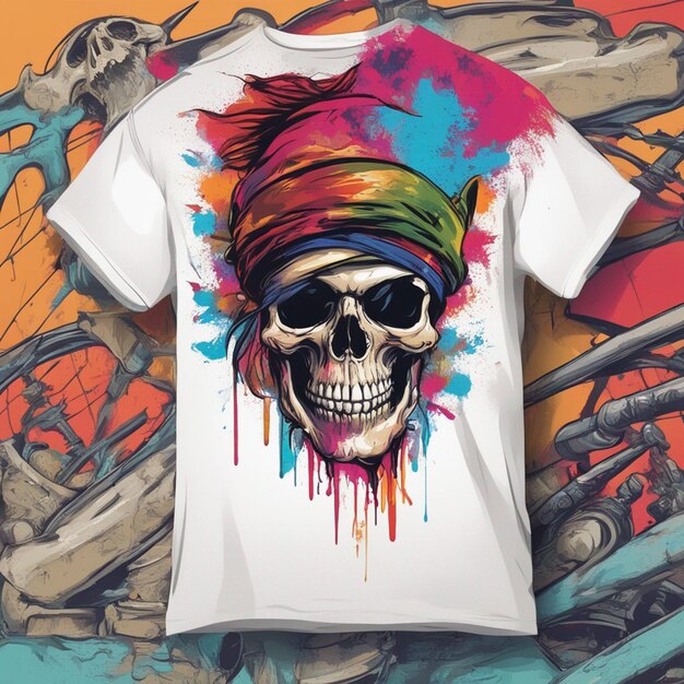 Photo pirate skull tshirt design art