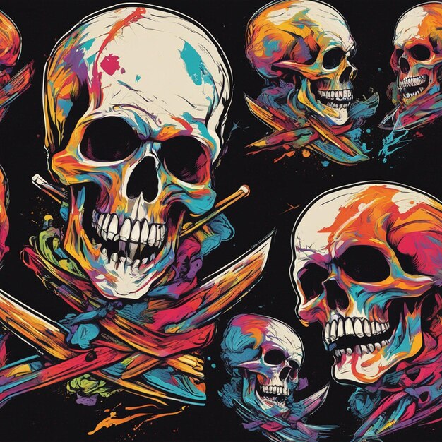 pirate skull tshirt design art