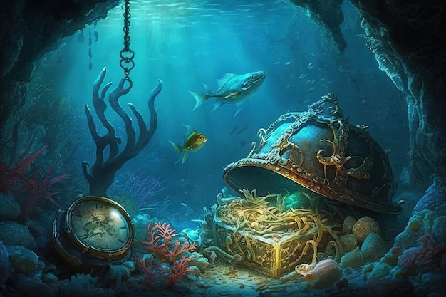 A pirate treasure under the sea