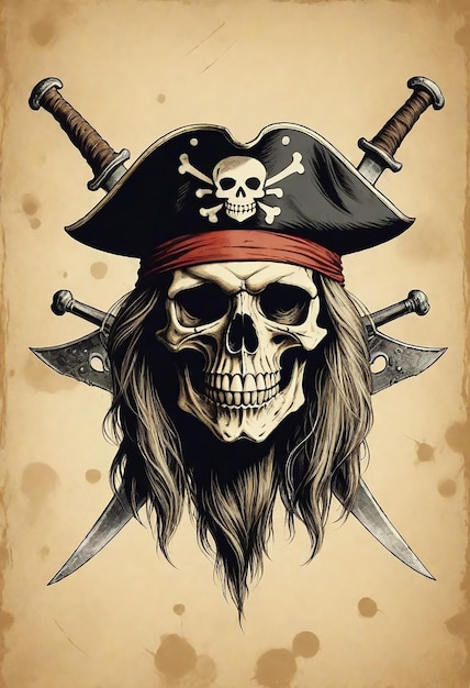 Foto un pirata con un cappello da pirata e spade