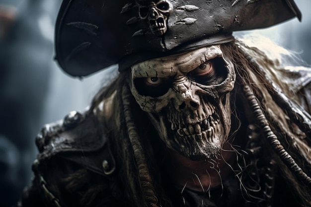 A Pirate with the Skull and Crossbones Generative Ai (頭蓋骨と交差した骨を持つ海賊)