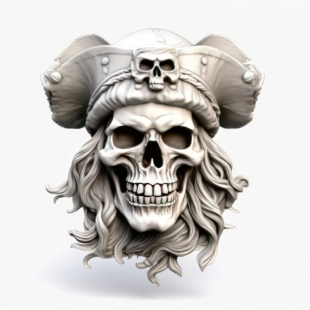 Foto piraten schedel hoofd 3d illustratie wit